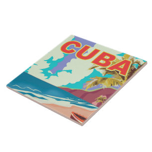 Cuba poster van het klassieke reizen tegeltje