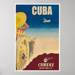 Cuba Reisposter Cubana Airlines Kunst Cubaans Cade Poster