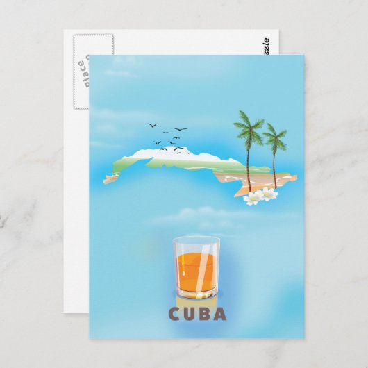 Cuba: reisposter geïllustreerd kaart (Voorkant / Achterkant)