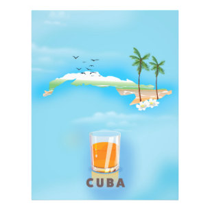 Cuba: reisposter geïllustreerd kaart foto afdruk
