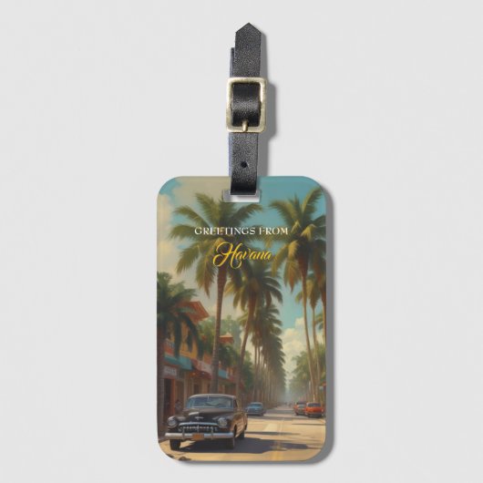  Cuba reizen - Groeten uit Havana Bagagelabel (Voorkant (verticaal))