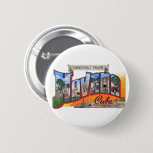  Cuba reizen - Groeten uit Havana Ronde Button 5,7 Cm (Voorkant /achterkant)