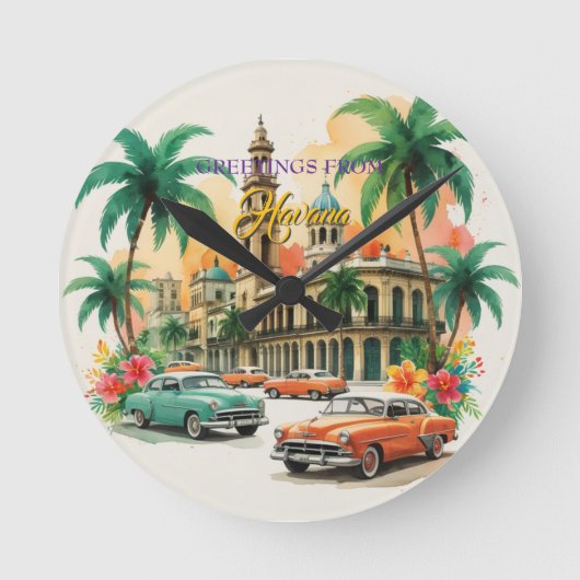  Cuba reizen - Groeten uit Havana Ronde Klok (Voorkant)