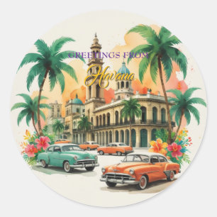  Cuba reizen - Groeten uit Havana Ronde Sticker