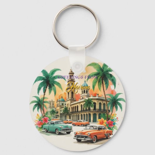  Cuba reizen - Groeten uit Havana Sleutelhanger (Voorkant)