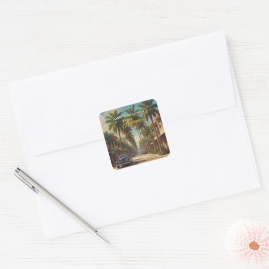  Cuba reizen - Groeten uit Havana Vierkante Sticker (Envelop)