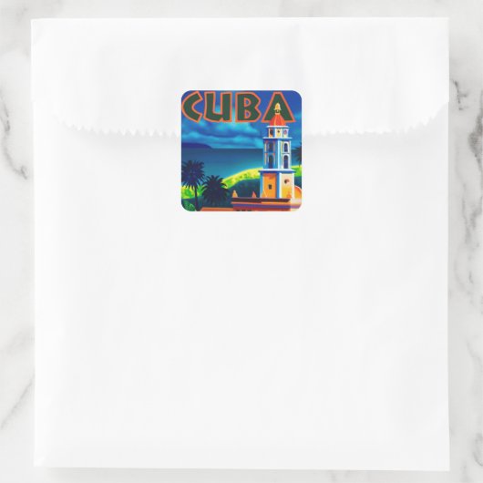 Cuba-reizen Vierkante Sticker (Tas)