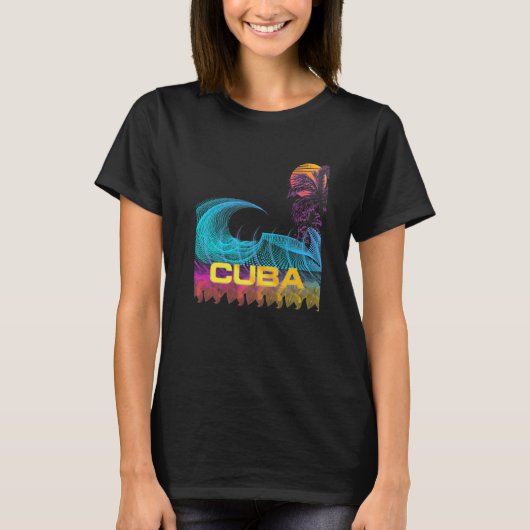 Cuba Retro 80s Stijl  Vaporwave Surf T-shirt (Voorkant)