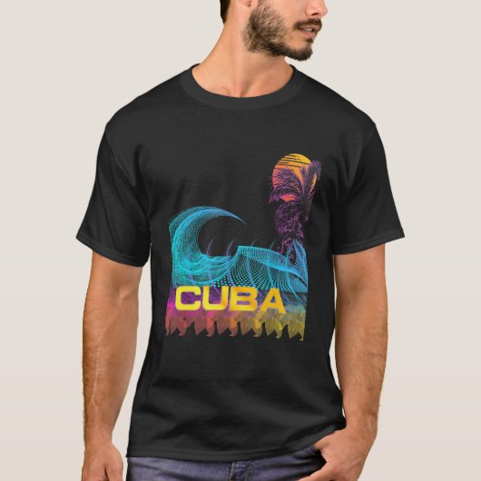 Cuba Retro 80s Stijl  Vaporwave Surf T-shirt (Voorkant)