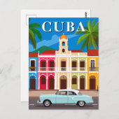 Cuba Retro Classic Car and Colorful Old Havana Briefkaart (Voorkant / Achterkant)