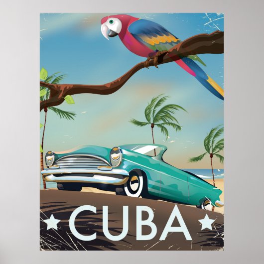 Cuba  retro Travel print (Voorkant)