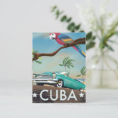 Cuba  retro Travel print Briefkaart (Staand voorkant)