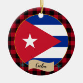 Cuba, Rode buffels en Cubaanse vlag Keramisch Ornament (Voorkant)