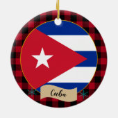 Cuba, Rode buffels en Cubaanse vlag Keramisch Ornament (Achterkant)