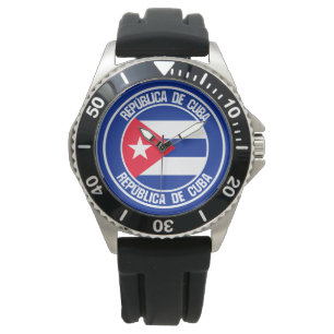 Cuba Round Emblem Horloge