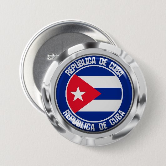 Cuba Round Emblem Ronde Button 7,6 Cm (Voorkant /achterkant)
