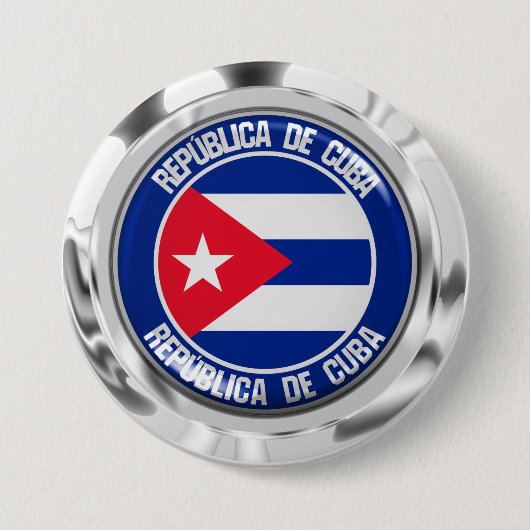 Cuba Round Emblem Ronde Button 7,6 Cm (Voorkant)