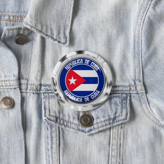 Cuba Round Emblem Ronde Button 7,6 Cm (In situ)