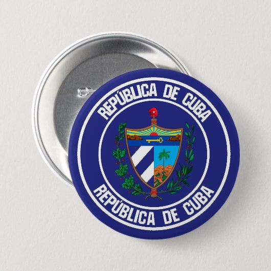 Cuba Round Emblem Ronde Button 7,6 Cm (Voorkant /achterkant)