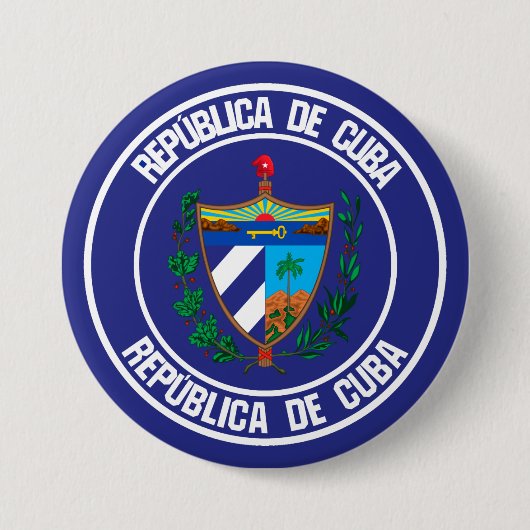 Cuba Round Emblem Ronde Button 7,6 Cm (Voorkant)