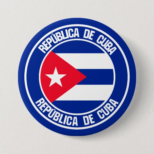 Cuba Round Emblem Ronde Button 7,6 Cm (Voorkant)