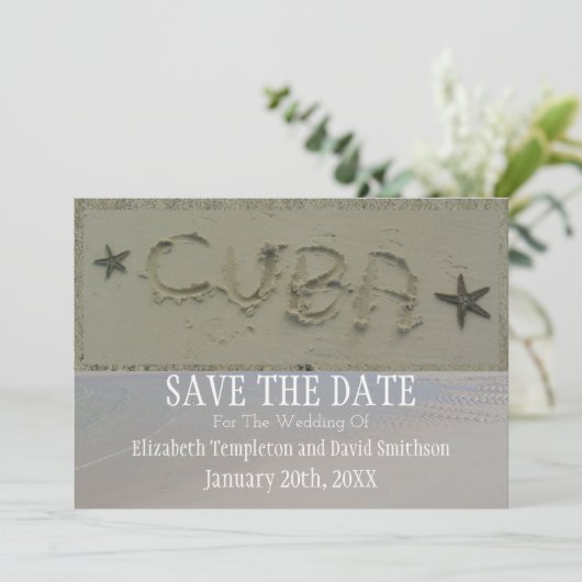 Cuba Save the Date Destination Beach Wedding (Staand voorkant)