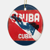 Cuba Scuba Diver - Blue Retro Keramisch Ornament (Links)