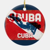 Cuba Scuba Diver - Blue Retro Keramisch Ornament (Achterkant)