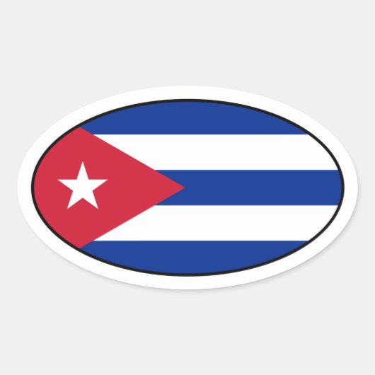 Cuba-Sticker met vlag ovaal Ovale Sticker (Voorkant)