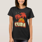 Cuba Summer Palm Trees 80s Beach Sunset T-shirt (Voorkant)