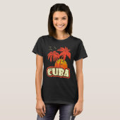 Cuba Summer Palm Trees 80s Beach Sunset T-shirt (Voorkant volledig)