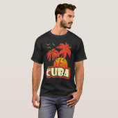 Cuba Summer Palm Trees 80s Beach Sunset T-shirt (Voorkant volledig)