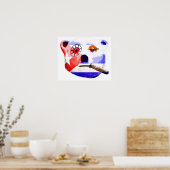 Cuba Teddy Bear met Cigar, met Cubaanse vlag Poster (Keuken)