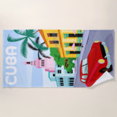 Cuba Travel Poster Beach Towel Strandlaken (Voorkant)