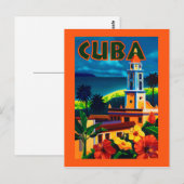 Cuba Travel Poster Hibiscus Briefkaart (Voorkant / Achterkant)