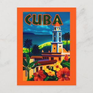 Cuba Travel Poster Hibiscus Briefkaart