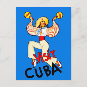 Cuba Travel Poster Maracas Briefkaart