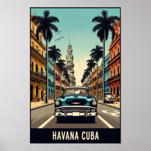  Cuba Travel Poster met klassieke auto's