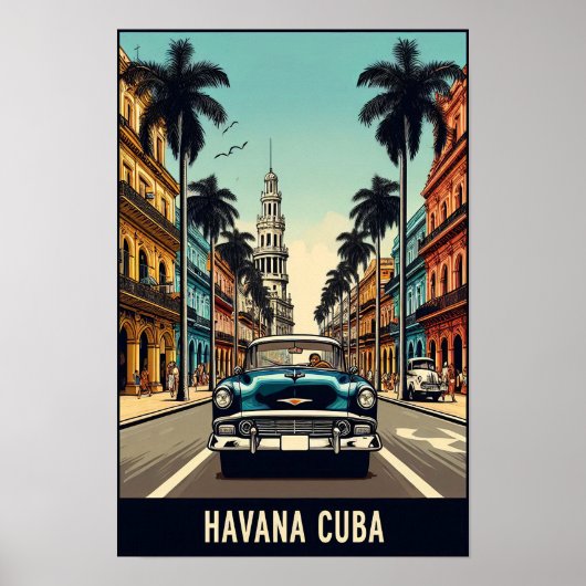  Cuba Travel Poster met klassieke auto's (Voorkant)