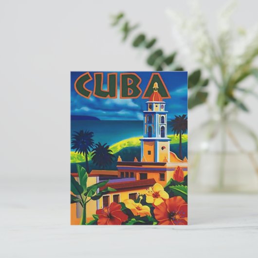 Cuba, tropisch eiland, stadstoren, , reizen briefkaart (Staand voorkant)