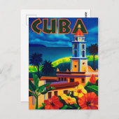 Cuba, tropisch eiland, stadstoren, , reizen briefkaart (Voorkant / Achterkant)