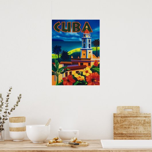 Cuba, tropisch eiland, stadstoren, , reizen poster (Keuken)