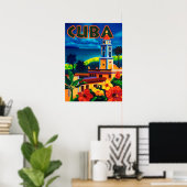 Cuba, tropisch eiland, stadstoren, vintage, reizen poster (Thuiskantoor)