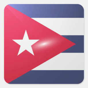 Cuba vierkante glossy vlag sticker
