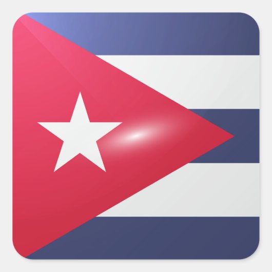 Cuba vierkante glossy vlag sticker (Voorkant)