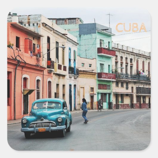 Cuba Vierkante Sticker (Voorkant)