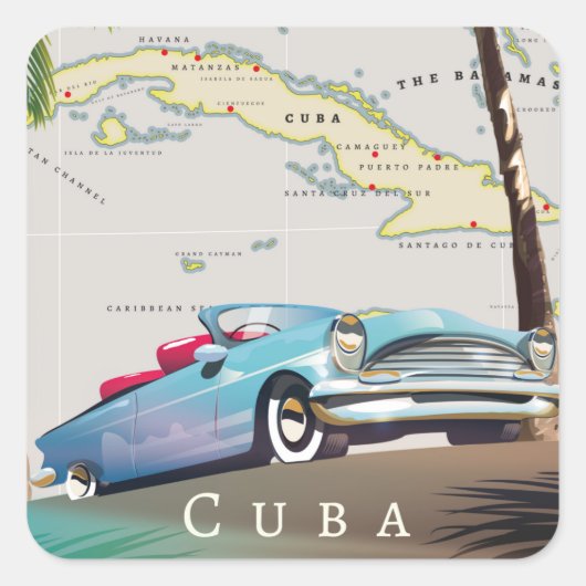 Cuba Vierkante Sticker (Voorkant)