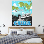 Cuba vintage auto reisposter canvas afdruk (Insitu (Slaapkamer))