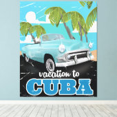 Cuba vintage auto reisposter canvas afdruk (Insitu (Houten vloer))