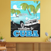 Cuba vintage auto reisposter canvas afdruk (Insitu (Woonkamer))